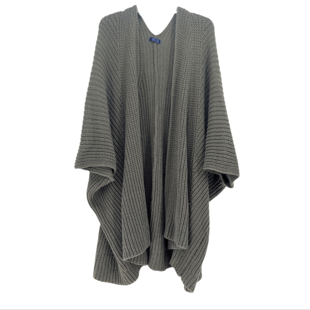 Chunky Knit Olive Green Cardigan Sweater Shawl One Size